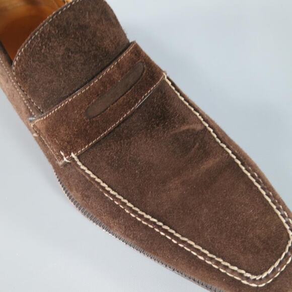 SUTOR MANTELLASSI Size 8 Brown Suede Penny Loafers - Picture 5 of 10